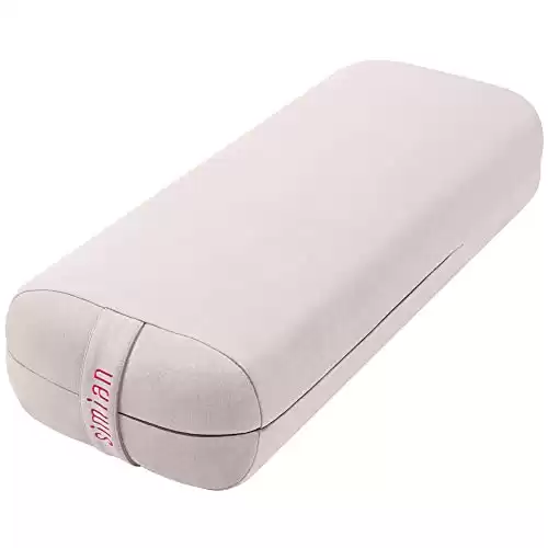 Simian Yoga Bolster Pillow Premium Meditation Bolsters Supportive Rectangular Cushion with Skin-Friendly Velvet Cover Washable, Support Cushions Bolster Pillows for Restorative Yoga,Yin Yoga… (CREAM...