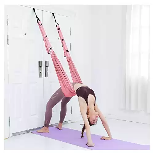 Yoga Stretching Strap, Leg stretcher Backbend Assist Trainer Enhance Body Flexibility Stretch Strap with Aerial Yoga Swing Great for Ballet Yoga Cheerleading Normal Exercise Stretching (Pink)